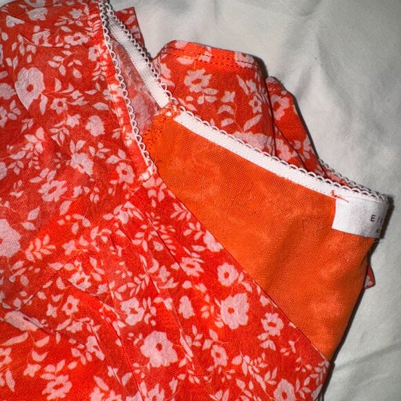 Elodie Orange Floral Mesh Wrap Bodysuit (M) – Stretchy Form-Fitting - Picture 16 of 16